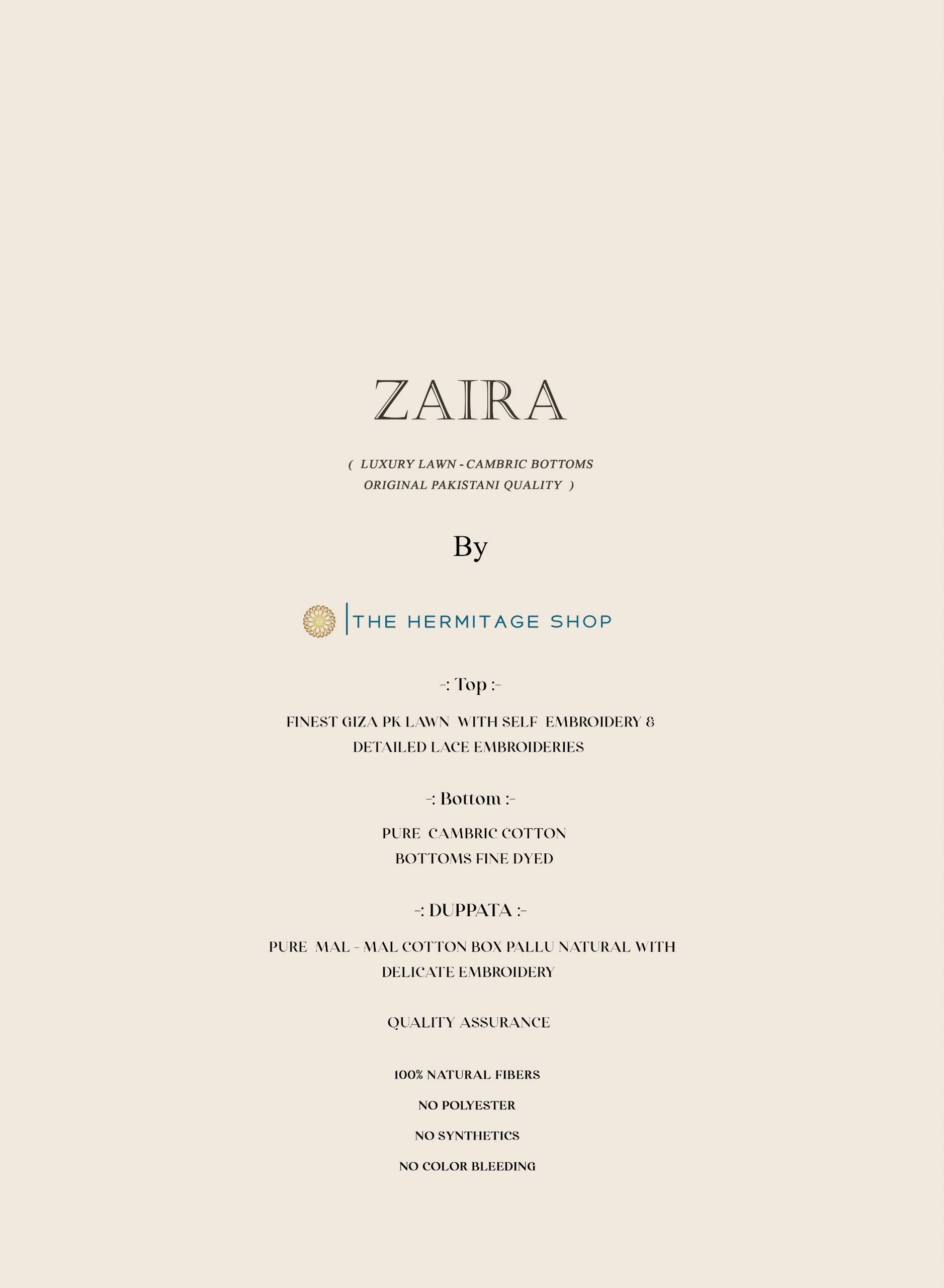 THE HERMITAGE SHOP ZAIRA VOL 2 GIZA PK LAWN EMBROIDERIES SALWAR KAMEEZ AT UNSTITCH BRAND APPAREL